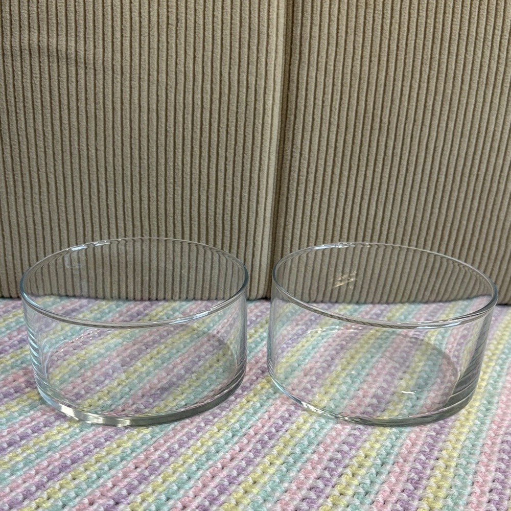 New Clear Round Standing Glass Candle Holder Decor Bowl Flower Vase - Set of 2 !